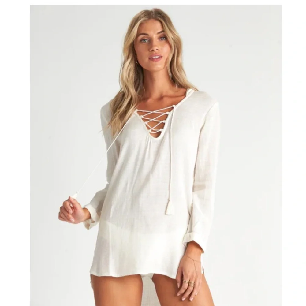 NWOT Billabong Same Story Coverup in Salt Crystal Size Large - Picture 1 of 8